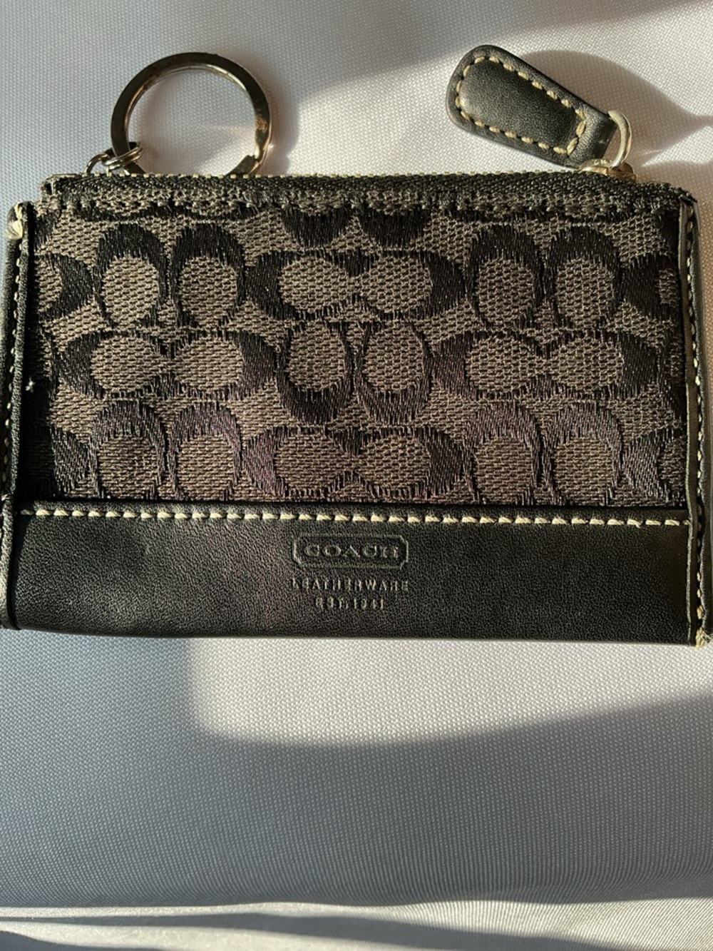 Coach Black Signature Wristlet Zip Pouch Small Bag